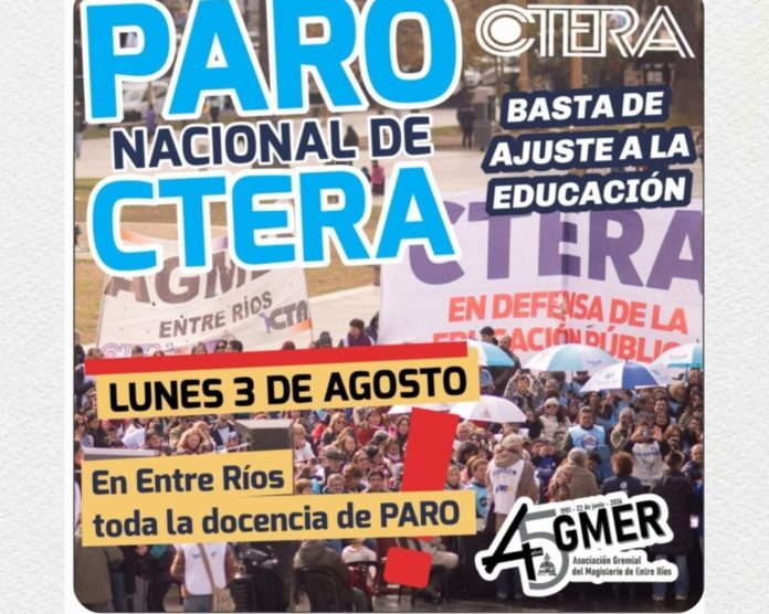 AGMER para el 3 de agosto: los reclamos detrás del paro docente