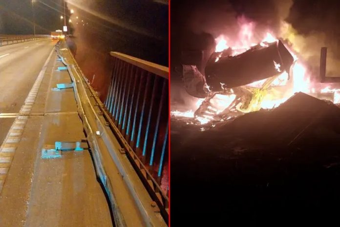 Camión con soda cáustica cayó del puente Urquiza y murió el conductor