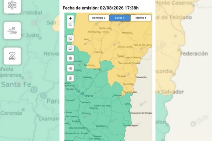 Alerta amarillo por tormentas en el noreste entrerriano