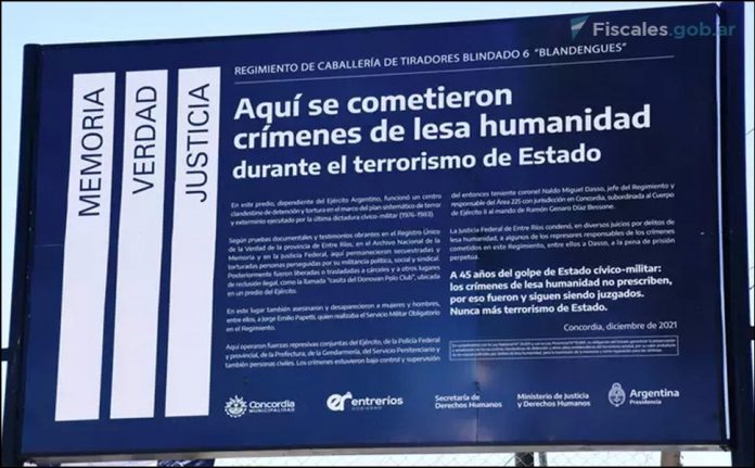 Restituyen el cartel del Regimiento Blandengues como ex centro clandestino