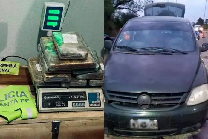 Lo pararon en ruta santafesina y tenía 11 kilos de cocaína en el auto