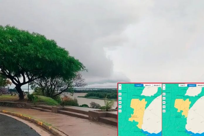 Alerta en Entre Ríos: hasta 80 mm de lluvia y granizo este lunes