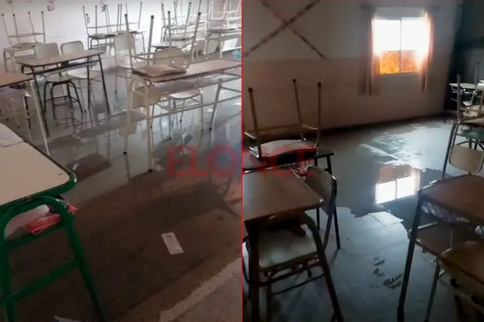 Temporal en General Ramírez: evacuaron una escuela con cuatro aulas anegadas