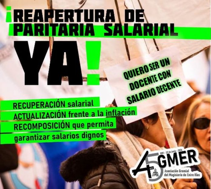 AGMER exige reapertura de paritaria: 16% de pérdida salarial