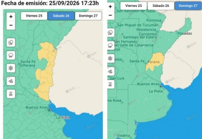 Tormentas, granizo y ráfagas: alerta meteorológica para Entre Ríos