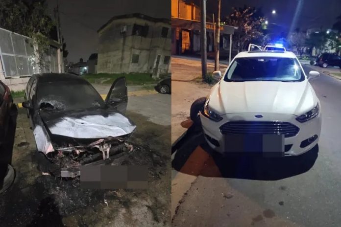 Madrugada agitada en Paraná: choque y un auto incendiado