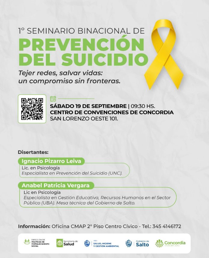 Concordia y Salto unen fuerzas en el 1er Seminario binacional de prevención del suicidio