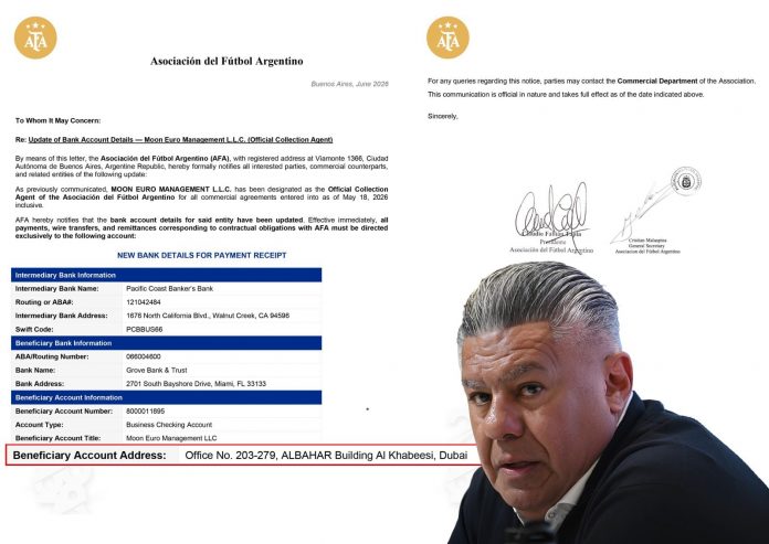 Tapia cambió el esquema de cobros y puso a una sociedad de Dubai