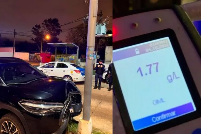 Choque contra una columna en Concordia: alcohol en sangre y acta